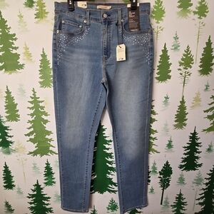 Levi's 32x32 724 Light Blue High Rise Jeans with Studded Accents